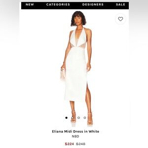 Eliana Midi Dress in White, size XS, NBD